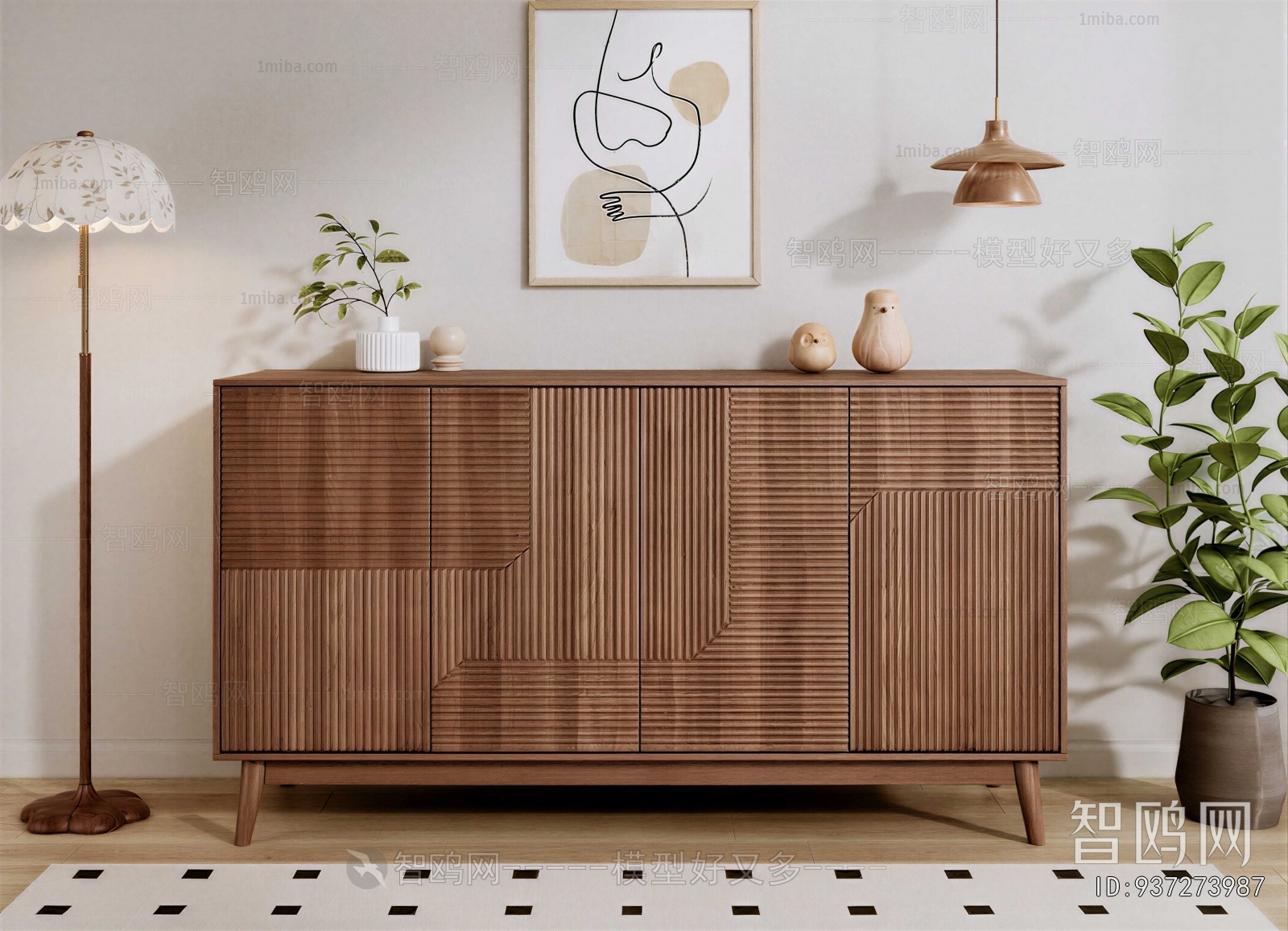 Wabi-sabi Style Side Cabinet