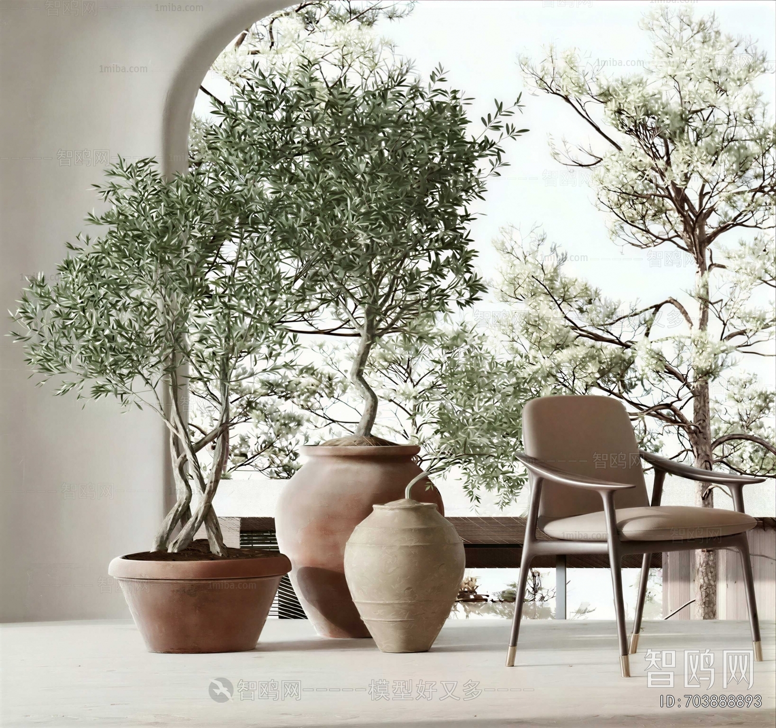 Wabi-sabi Style Ground Green Plant Potted Plants