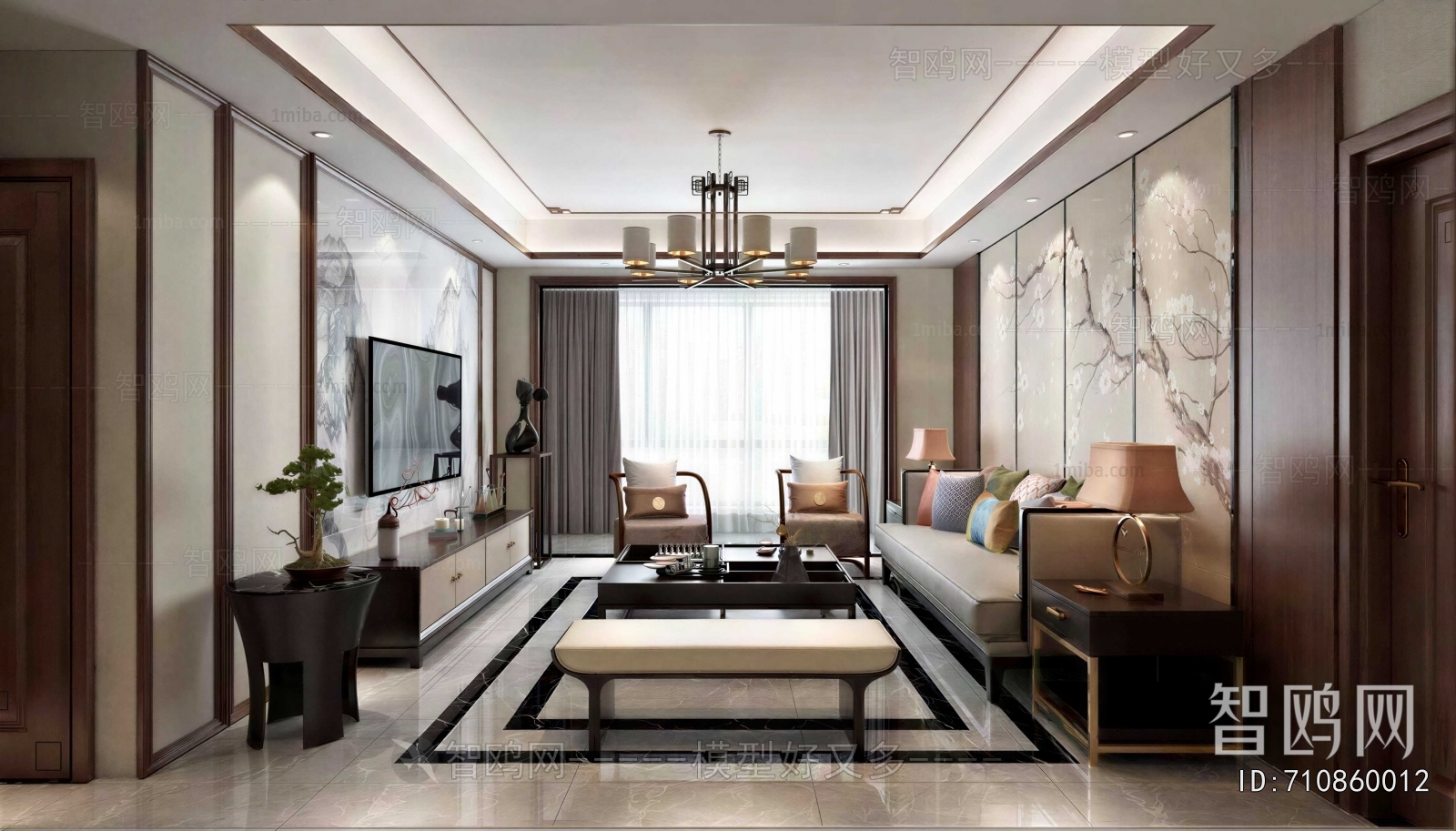 New Chinese Style A Living Room