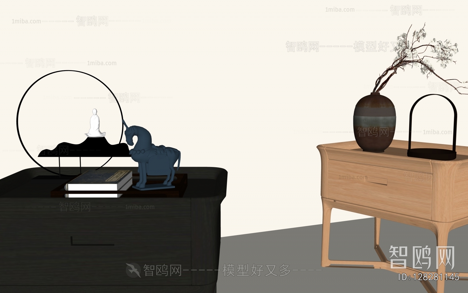 New Chinese Style Bedside Cupboard