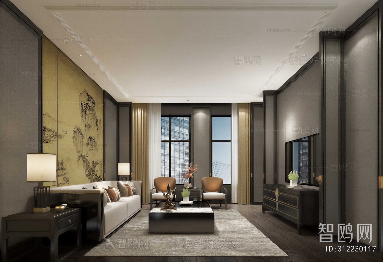 New Chinese Style A Living Room