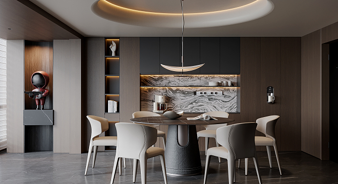 现代意式餐厅su模型下载