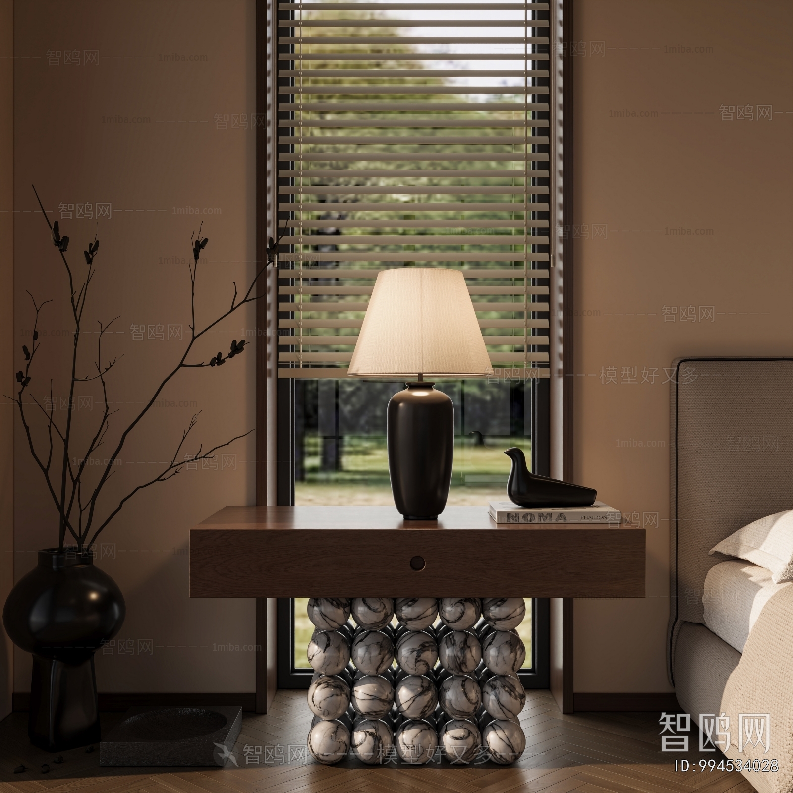 Wabi-sabi Style Bedside Cupboard