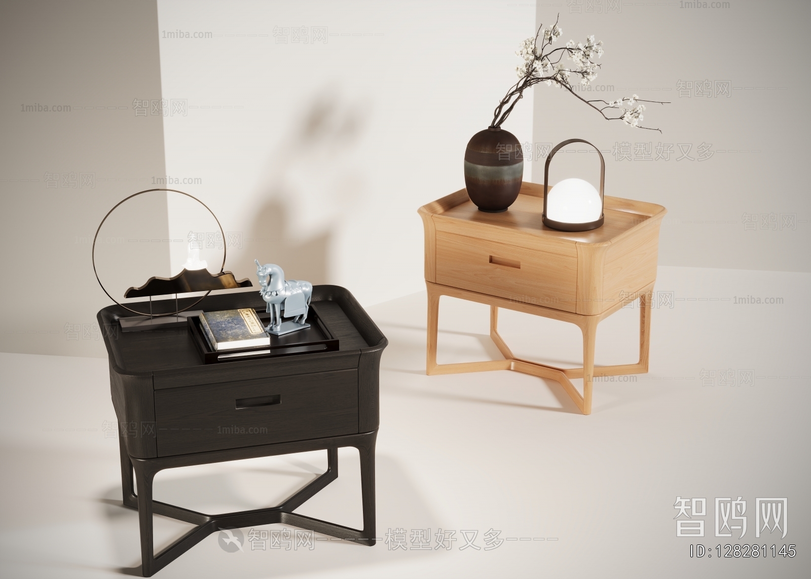 New Chinese Style Bedside Cupboard