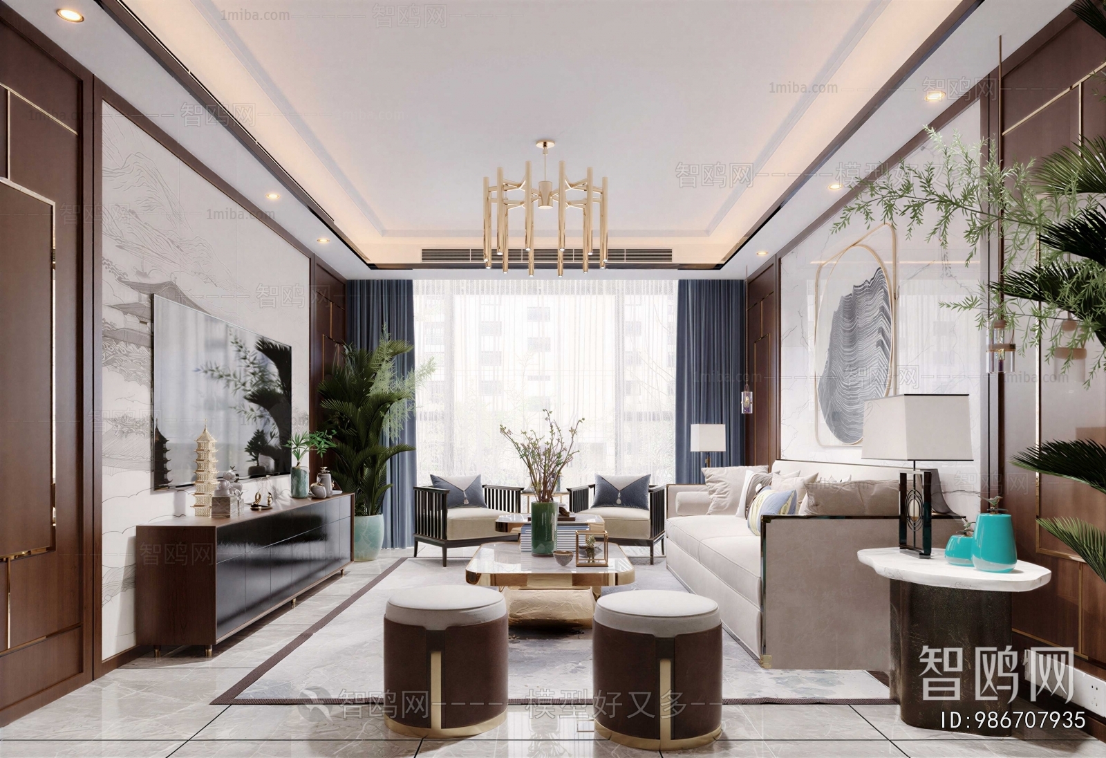 New Chinese Style A Living Room