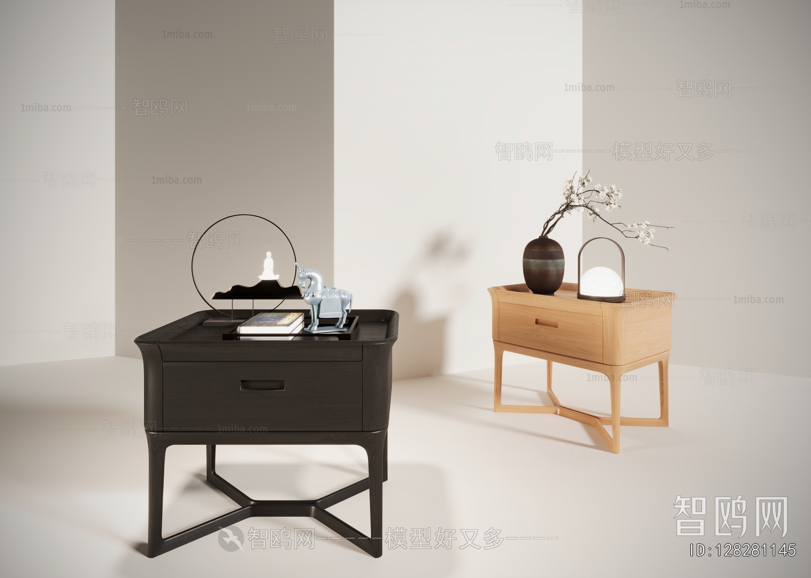 New Chinese Style Bedside Cupboard