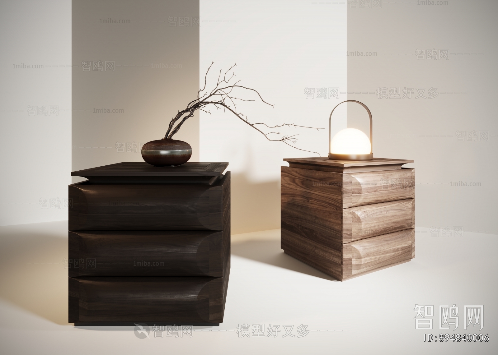 Wabi-sabi Style Bedside Cupboard