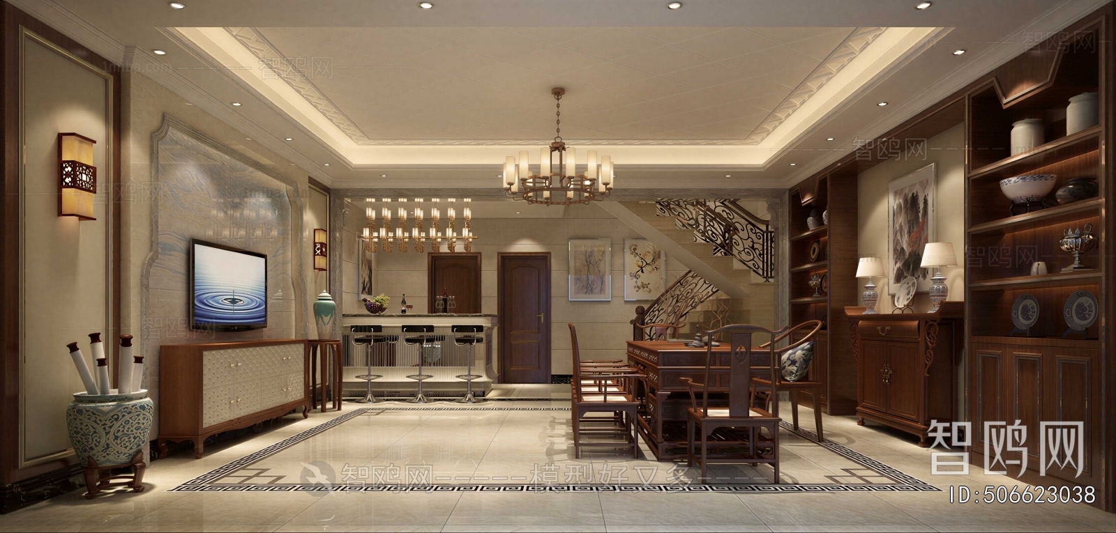 New Chinese Style A Living Room