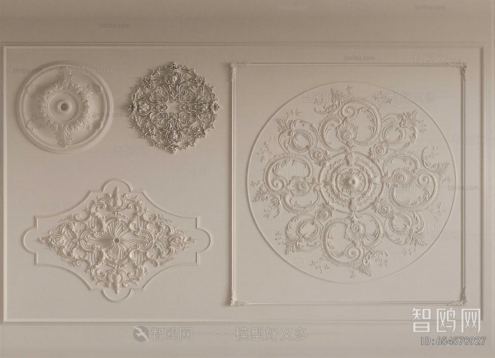 French Style Plaster Carved Top Plate