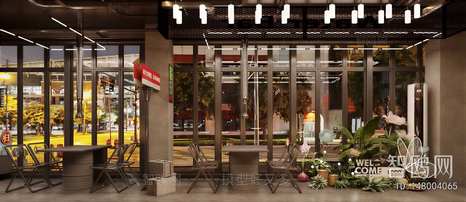 Industrial Style Barbecue Restaurant