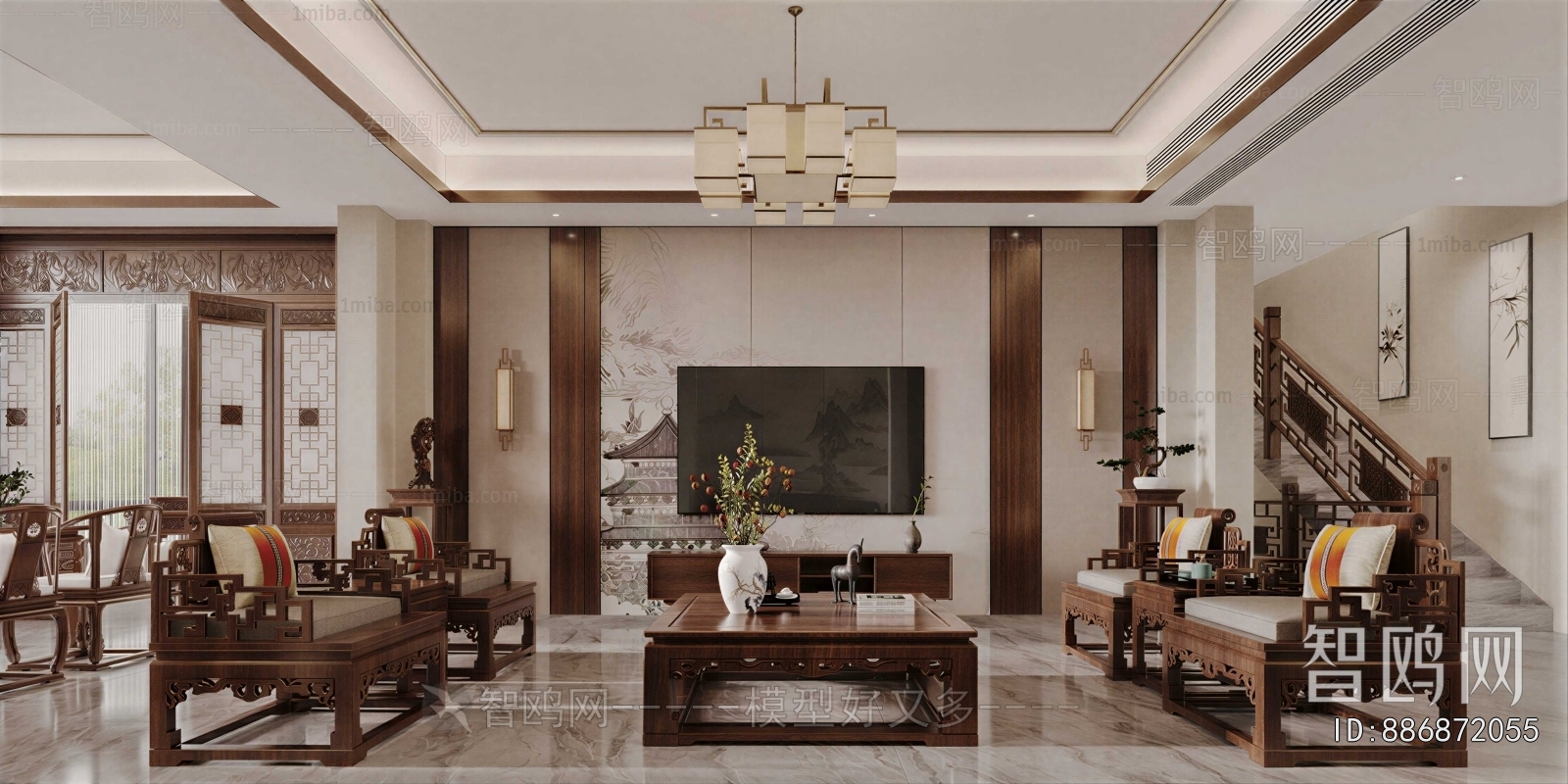 New Chinese Style A Living Room