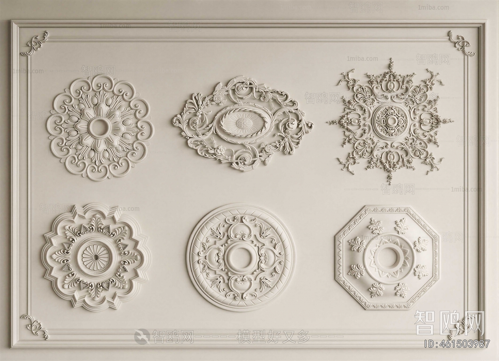 European Style Plaster Carved Top Plate