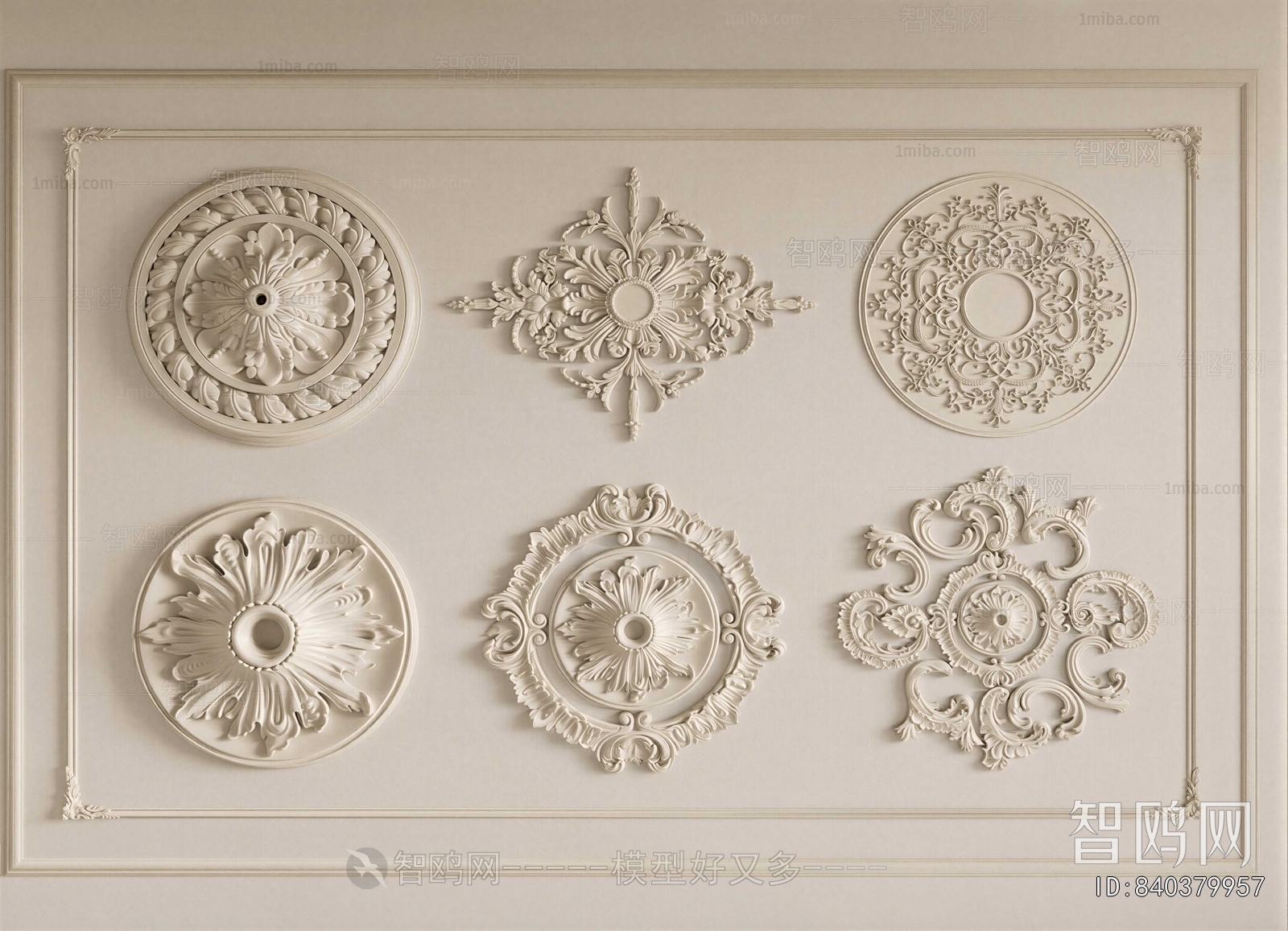 French Style Plaster Carved Top Plate