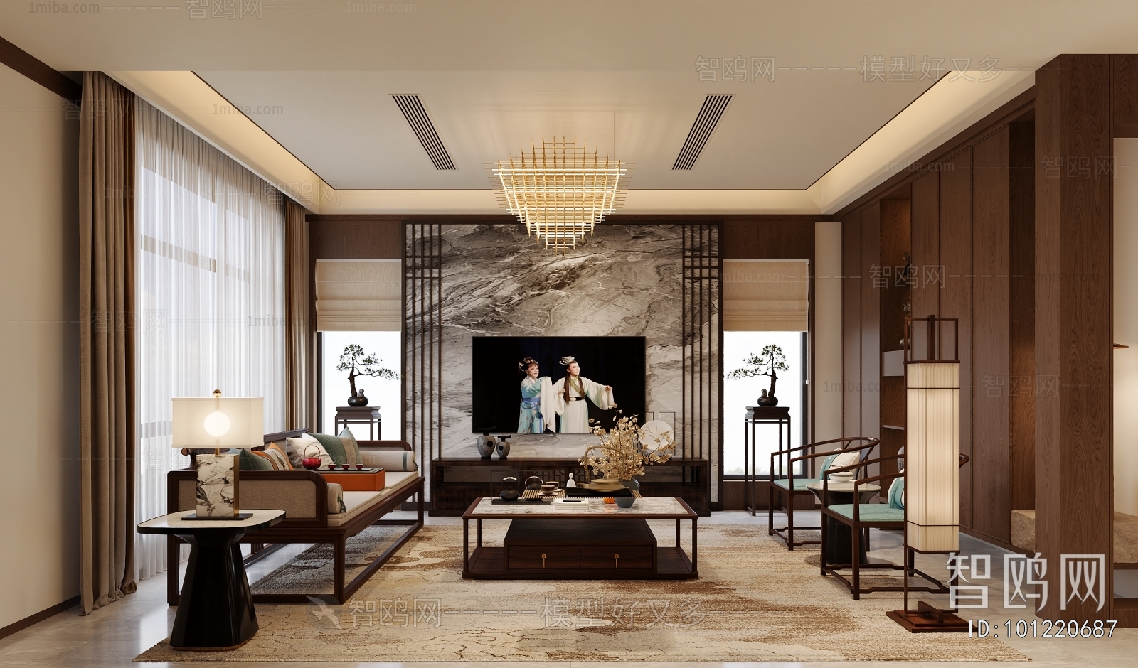 New Chinese Style A Living Room