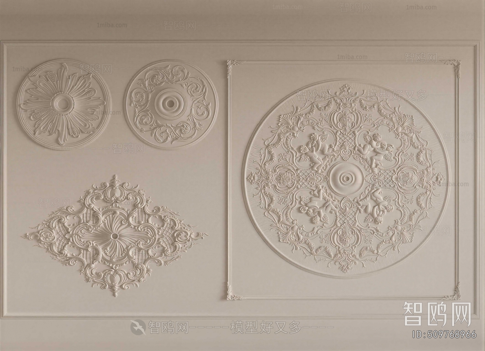 French Style Plaster Carved Top Plate