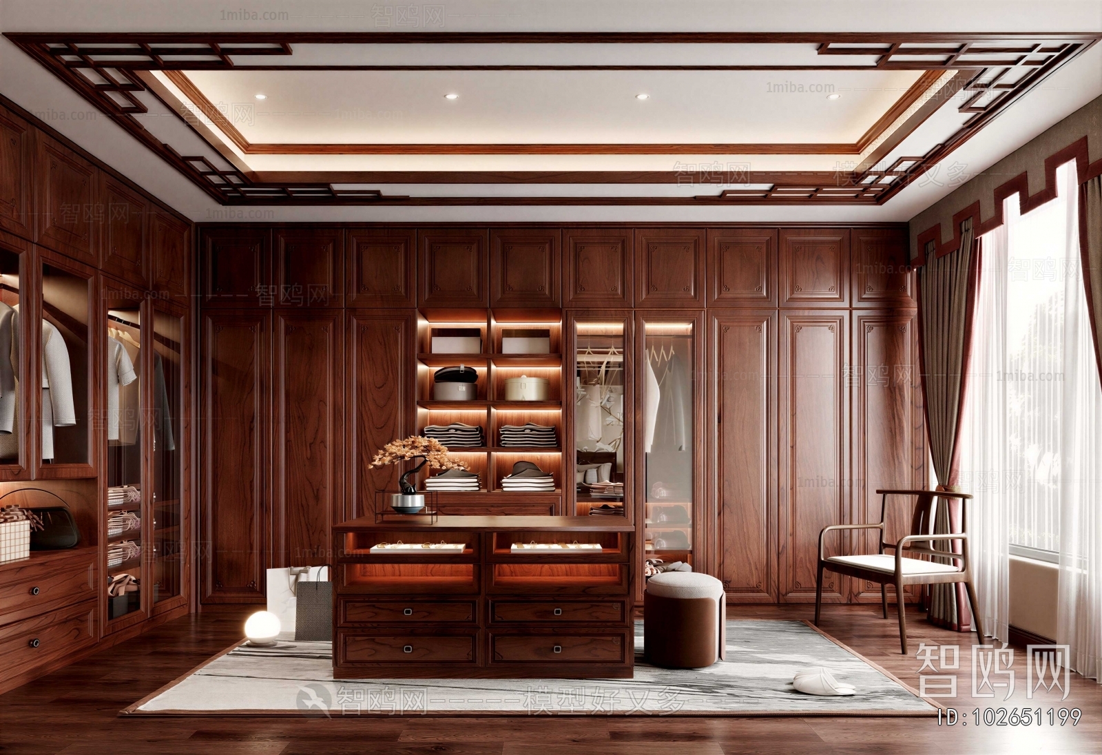 New Chinese Style Clothes Storage Area