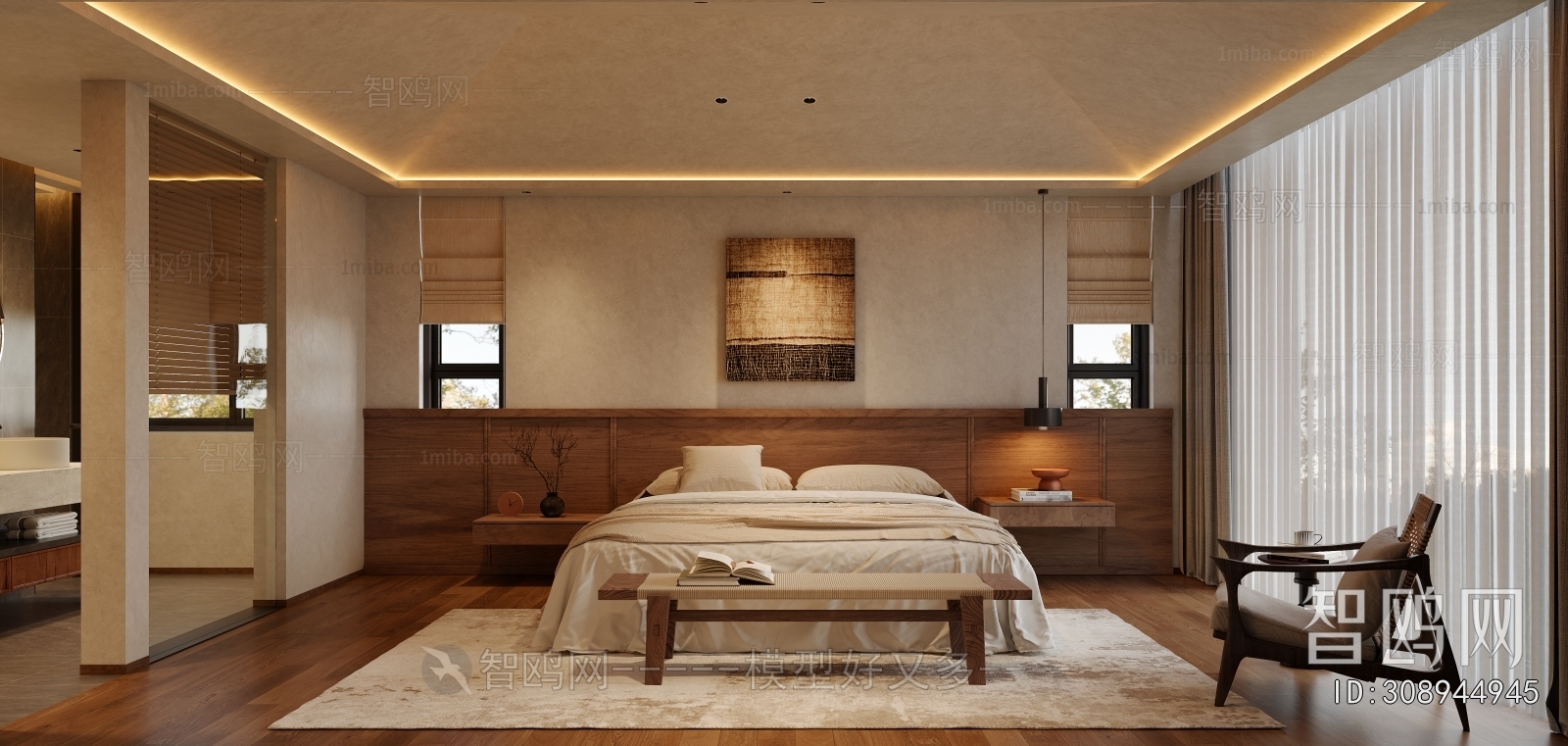 Wabi-sabi Style Guest Room