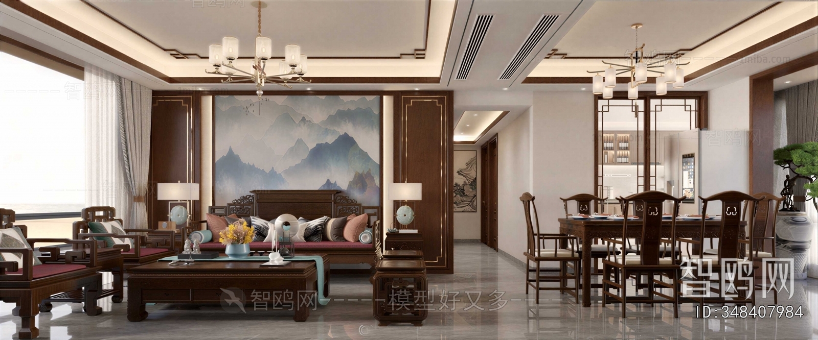 New Chinese Style A Living Room