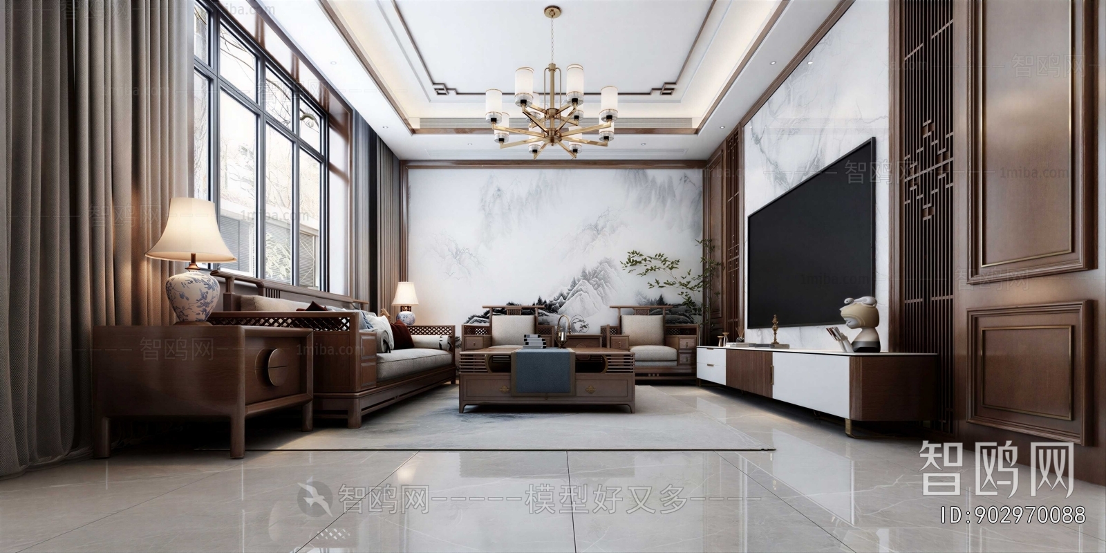 New Chinese Style A Living Room