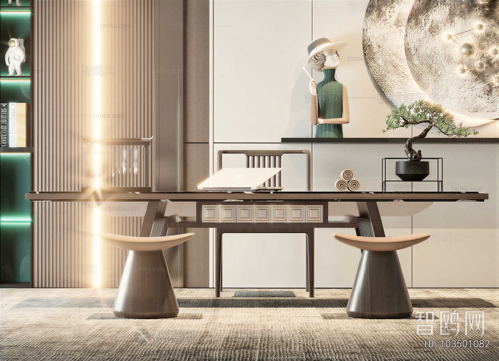 New Chinese Style Computer Desk And Chair