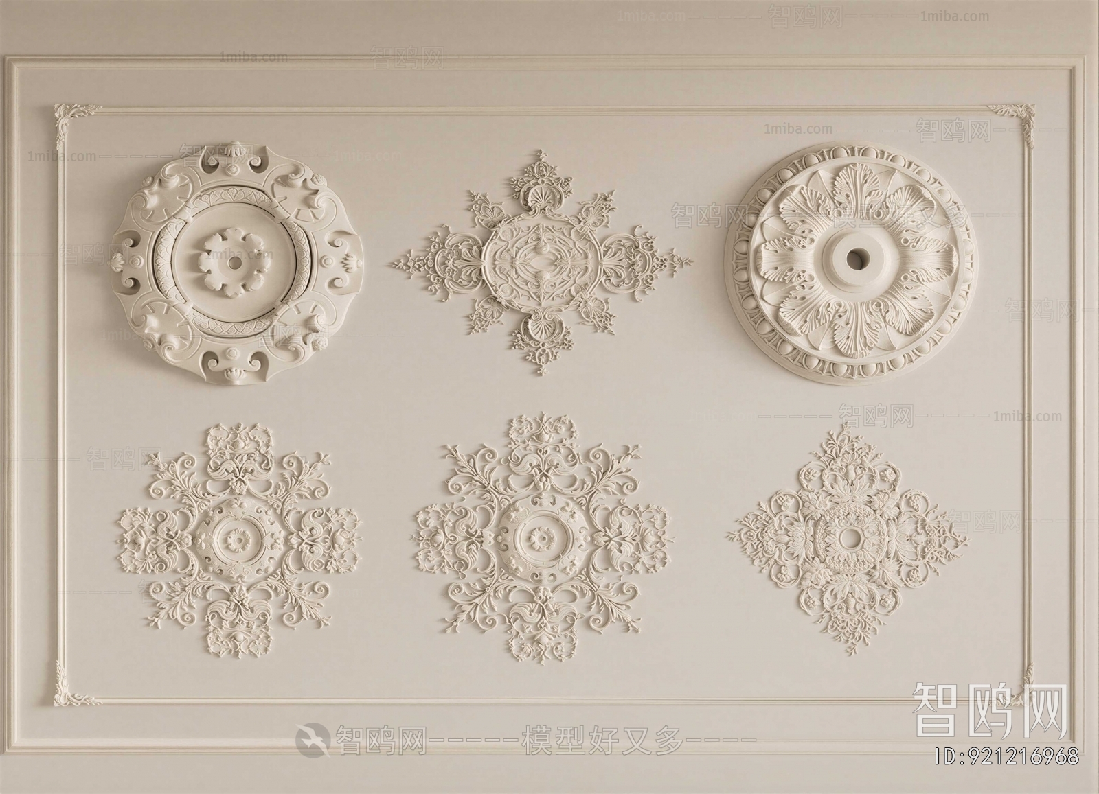 French Style Plaster Carved Top Plate