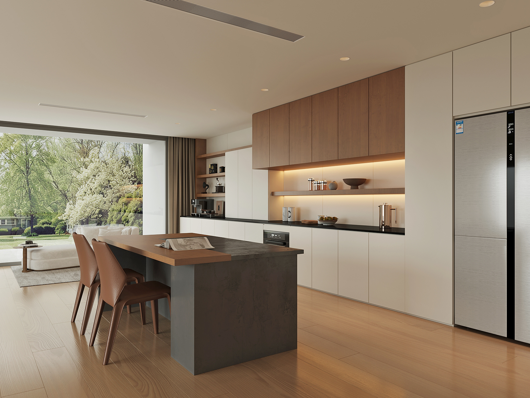 现代中古风餐厅su模型下载