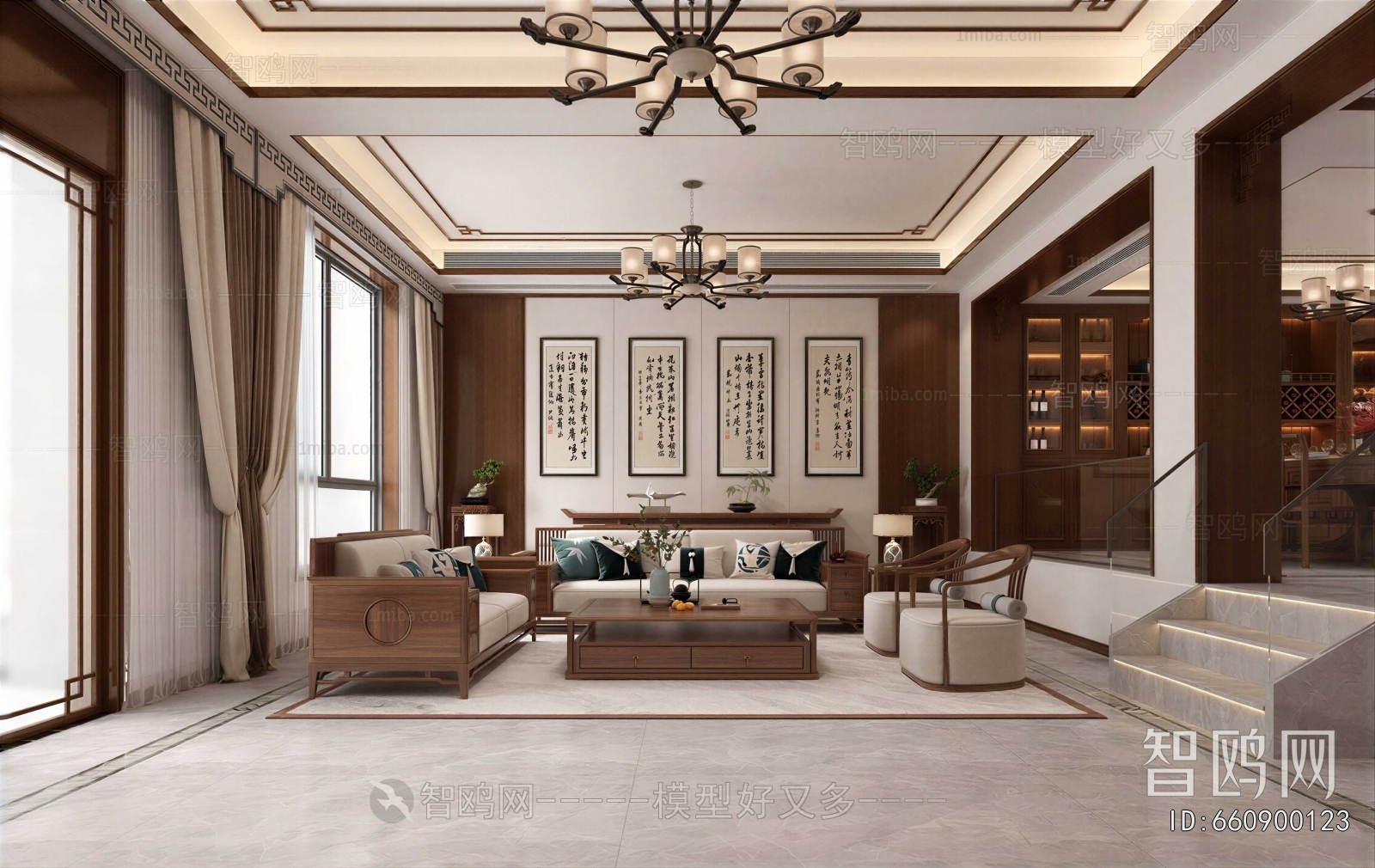 New Chinese Style A Living Room