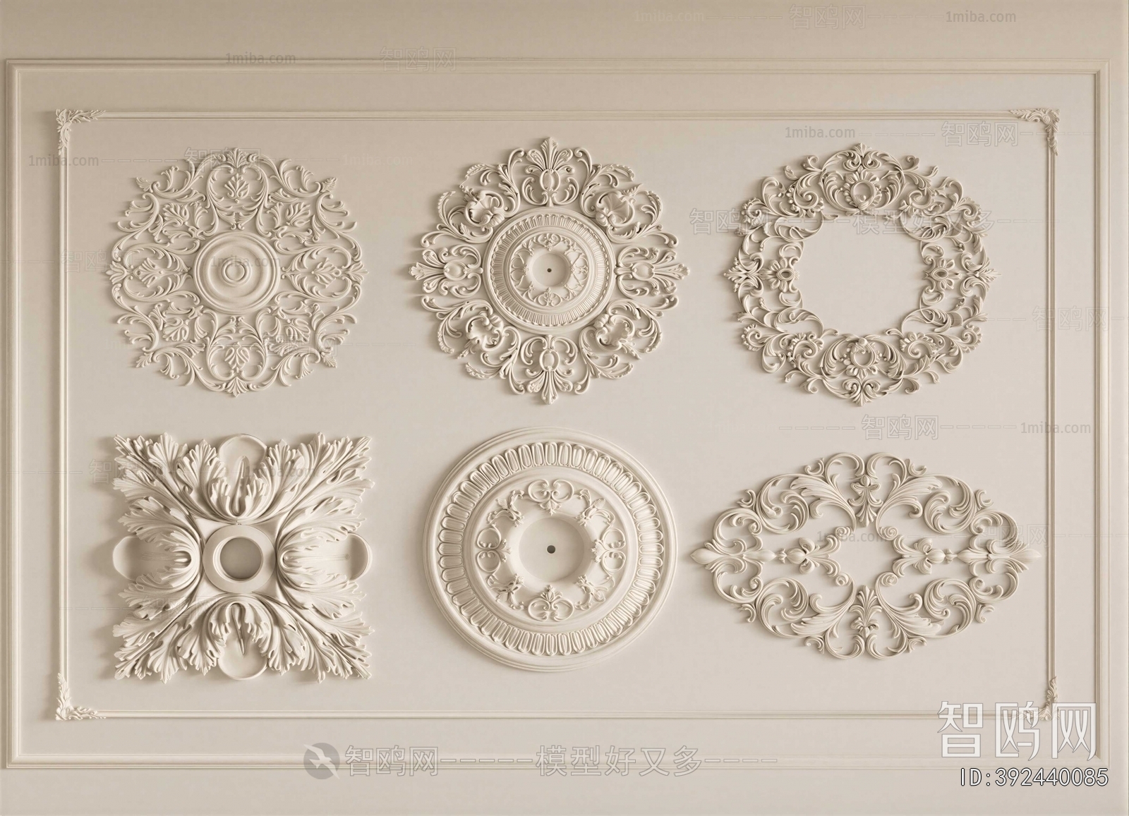 French Style Plaster Carved Top Plate