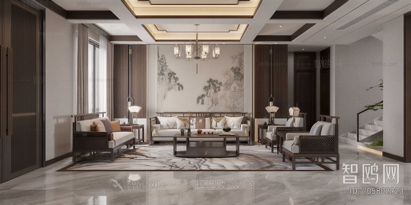 New Chinese Style A Living Room