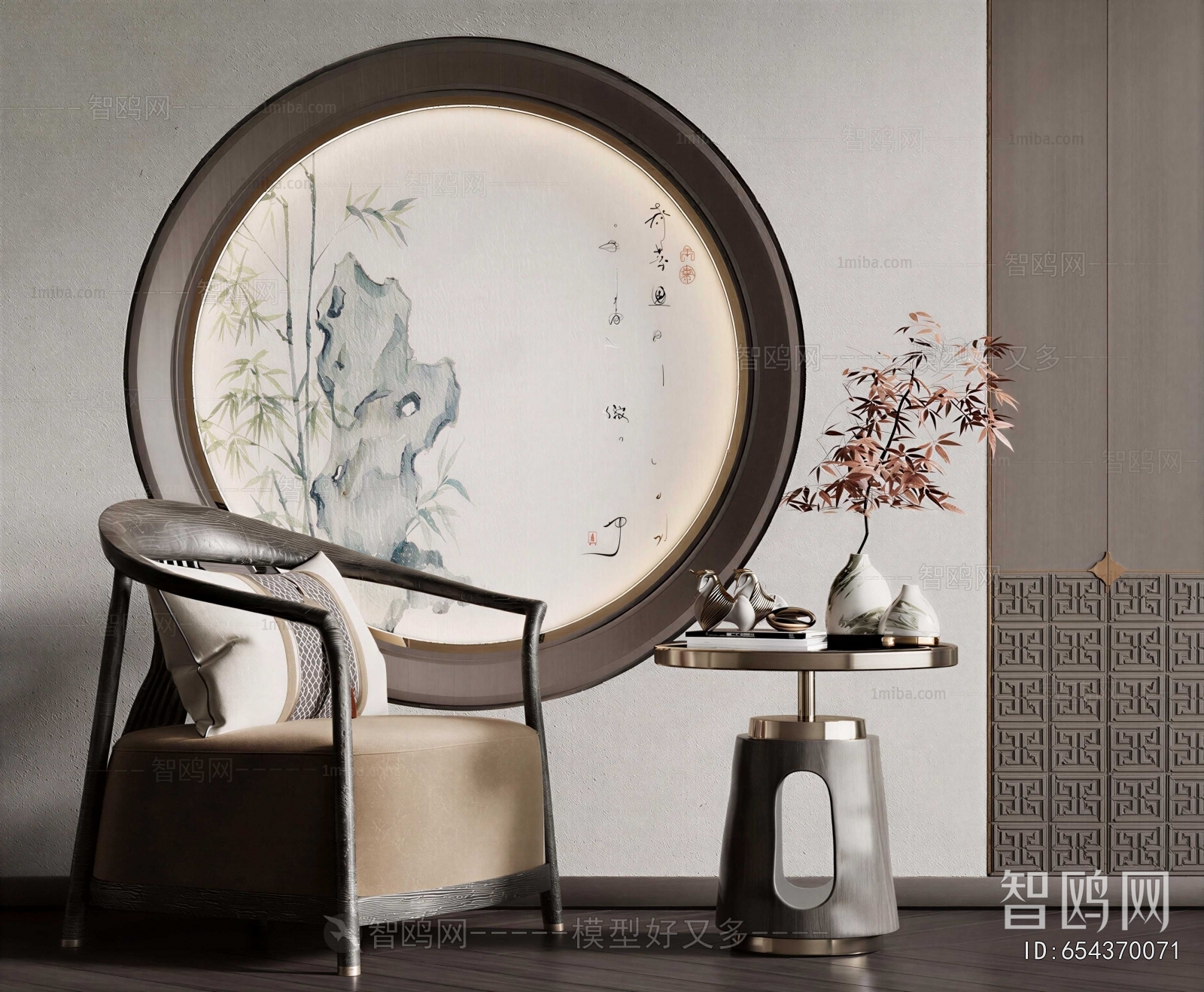 New Chinese Style Single Sofa