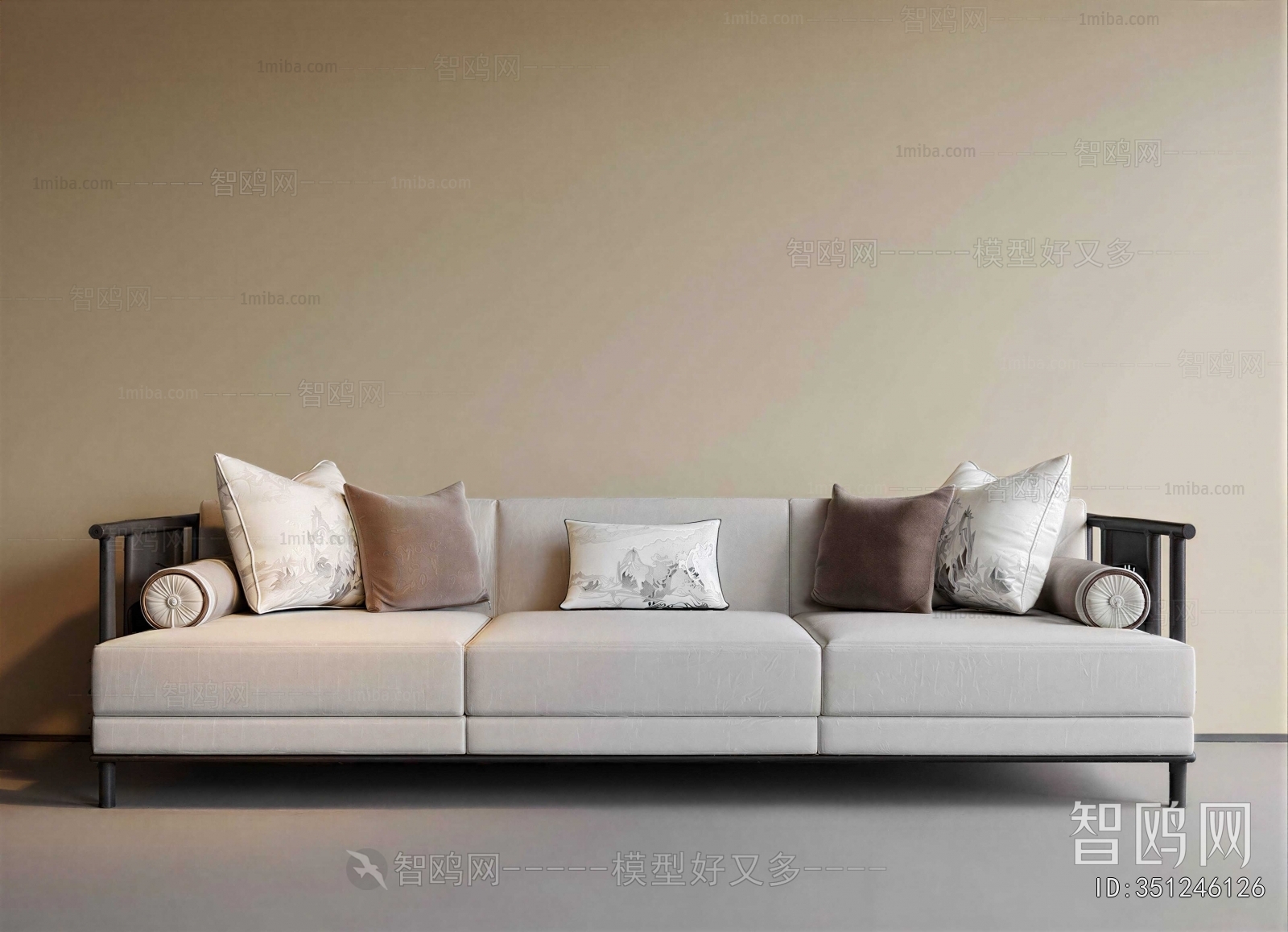 New Chinese Style Three-seat Sofa