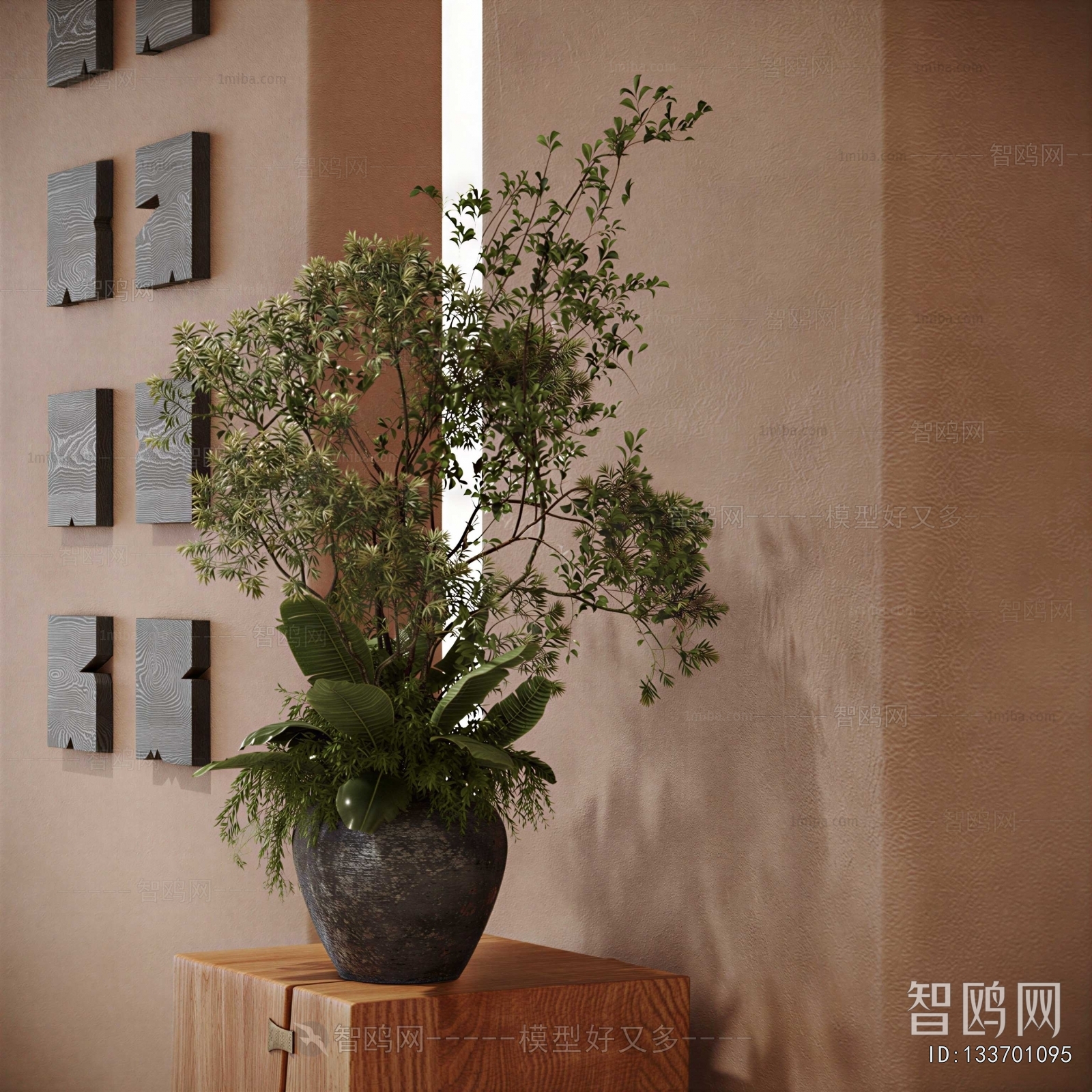 Modern Potted Green Plant