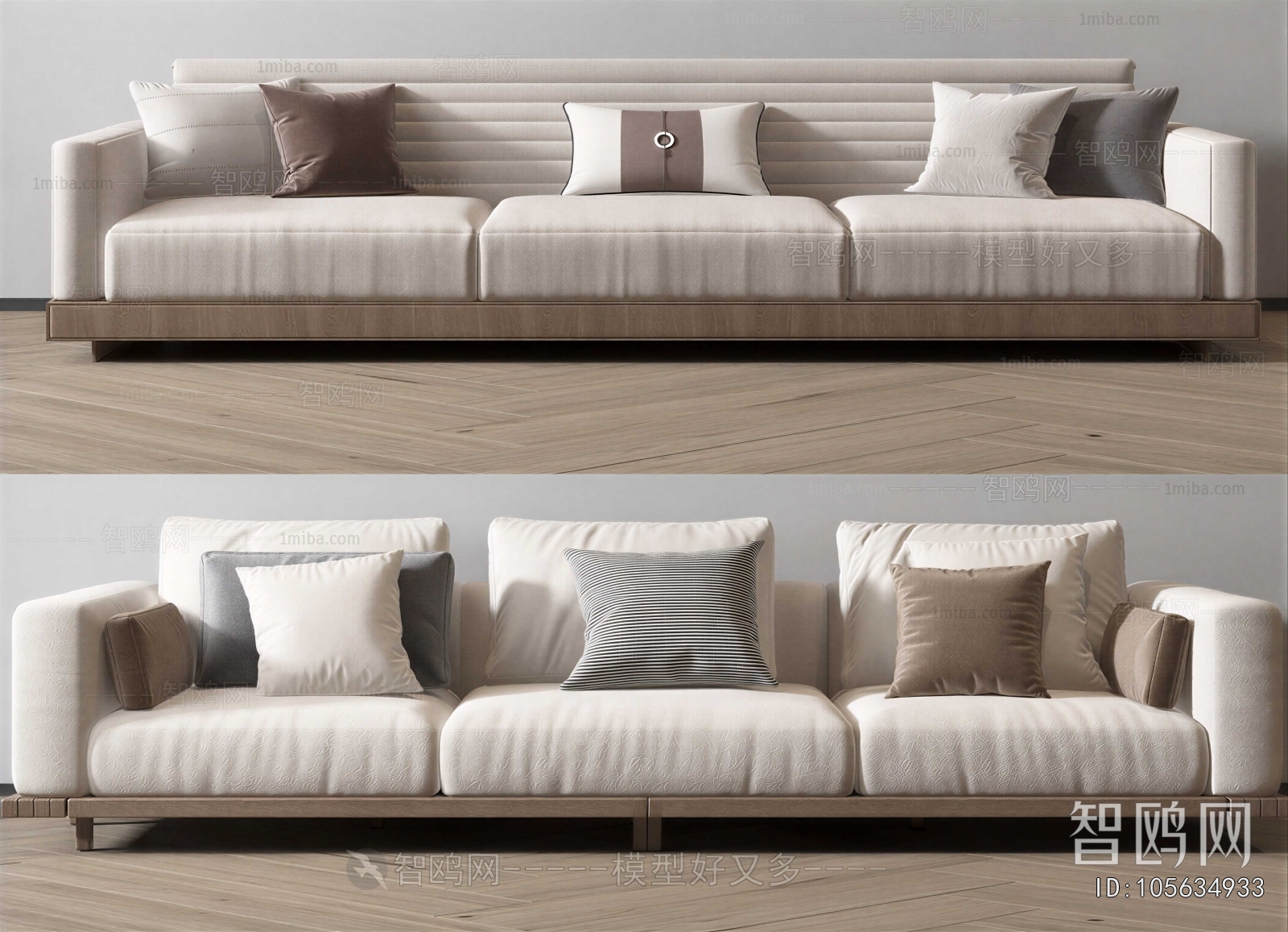 New Chinese Style Three-seat Sofa