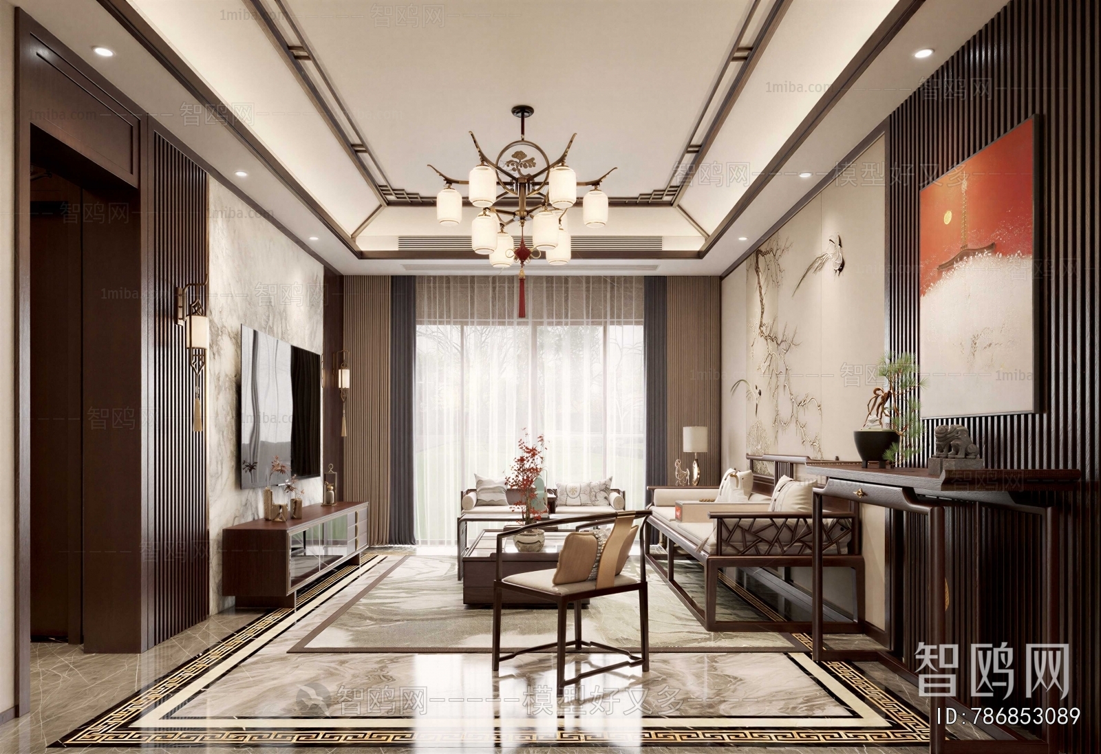 New Chinese Style A Living Room