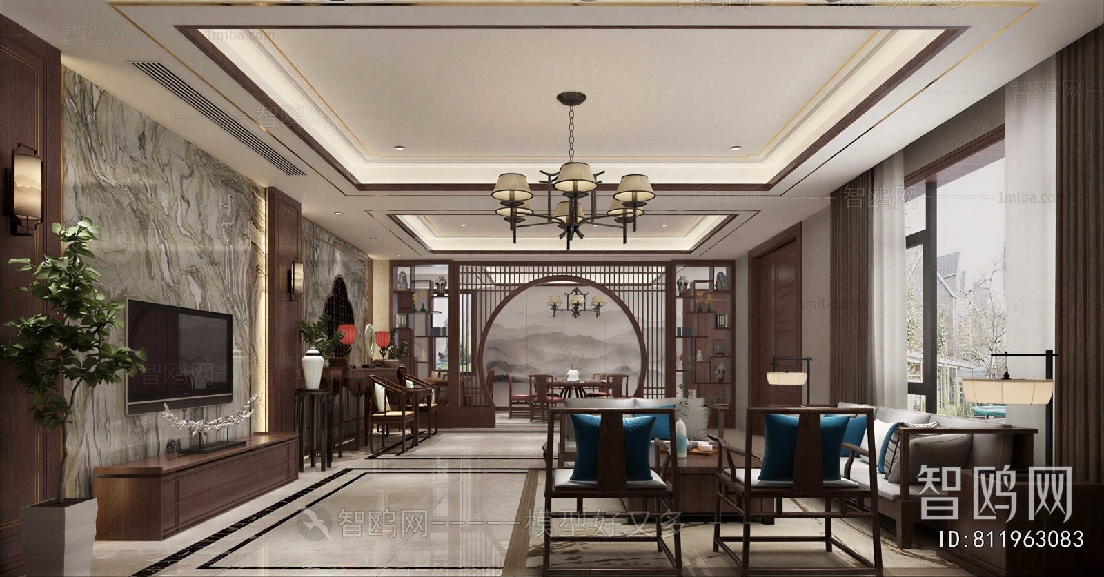 New Chinese Style A Living Room