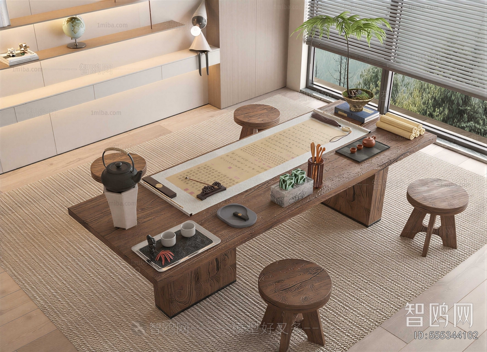 New Chinese Style Computer Desk And Chair