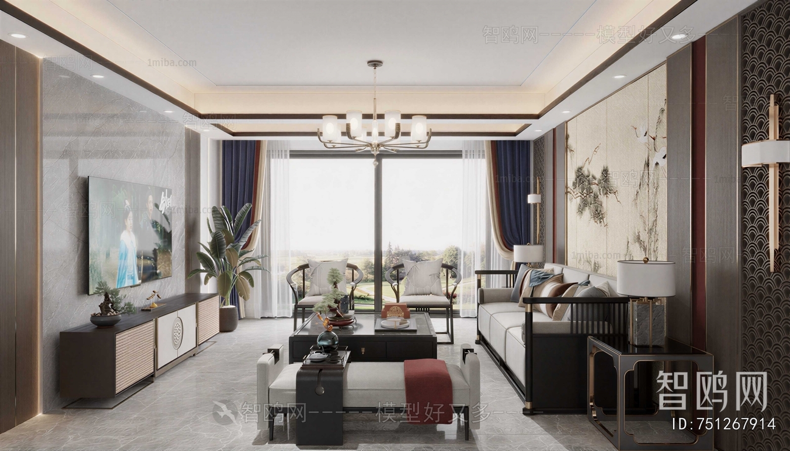 New Chinese Style A Living Room