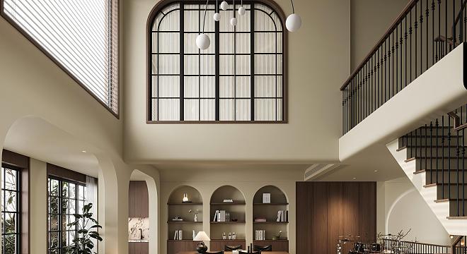 侘寂中古别墅挑空客厅-2868701