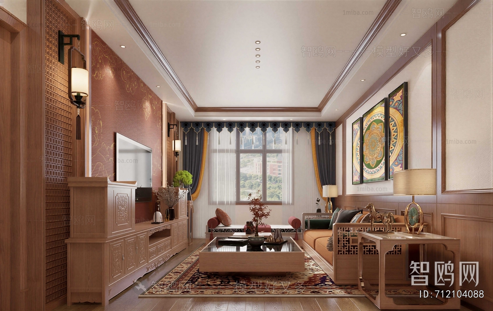 New Chinese Style A Living Room