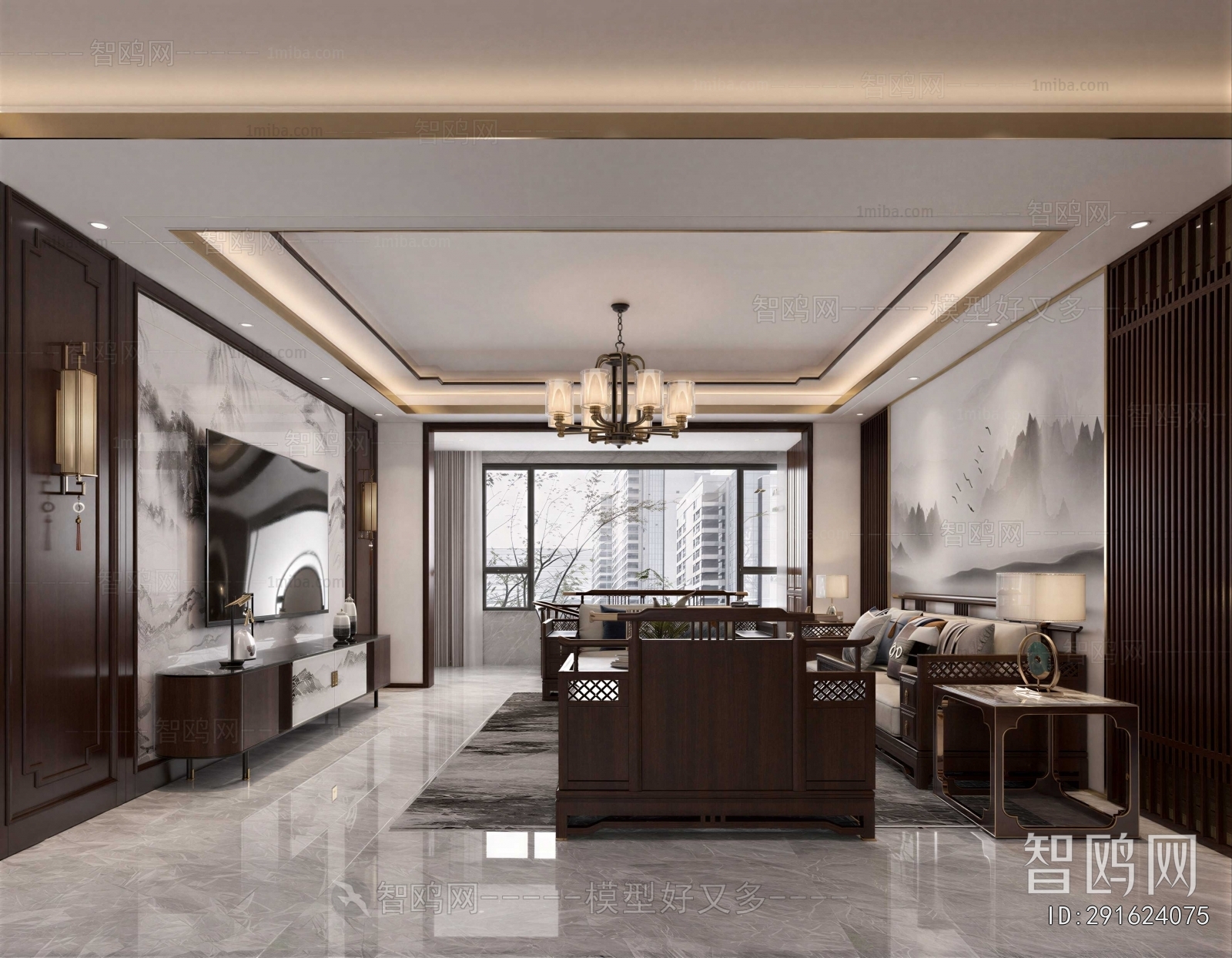 New Chinese Style A Living Room