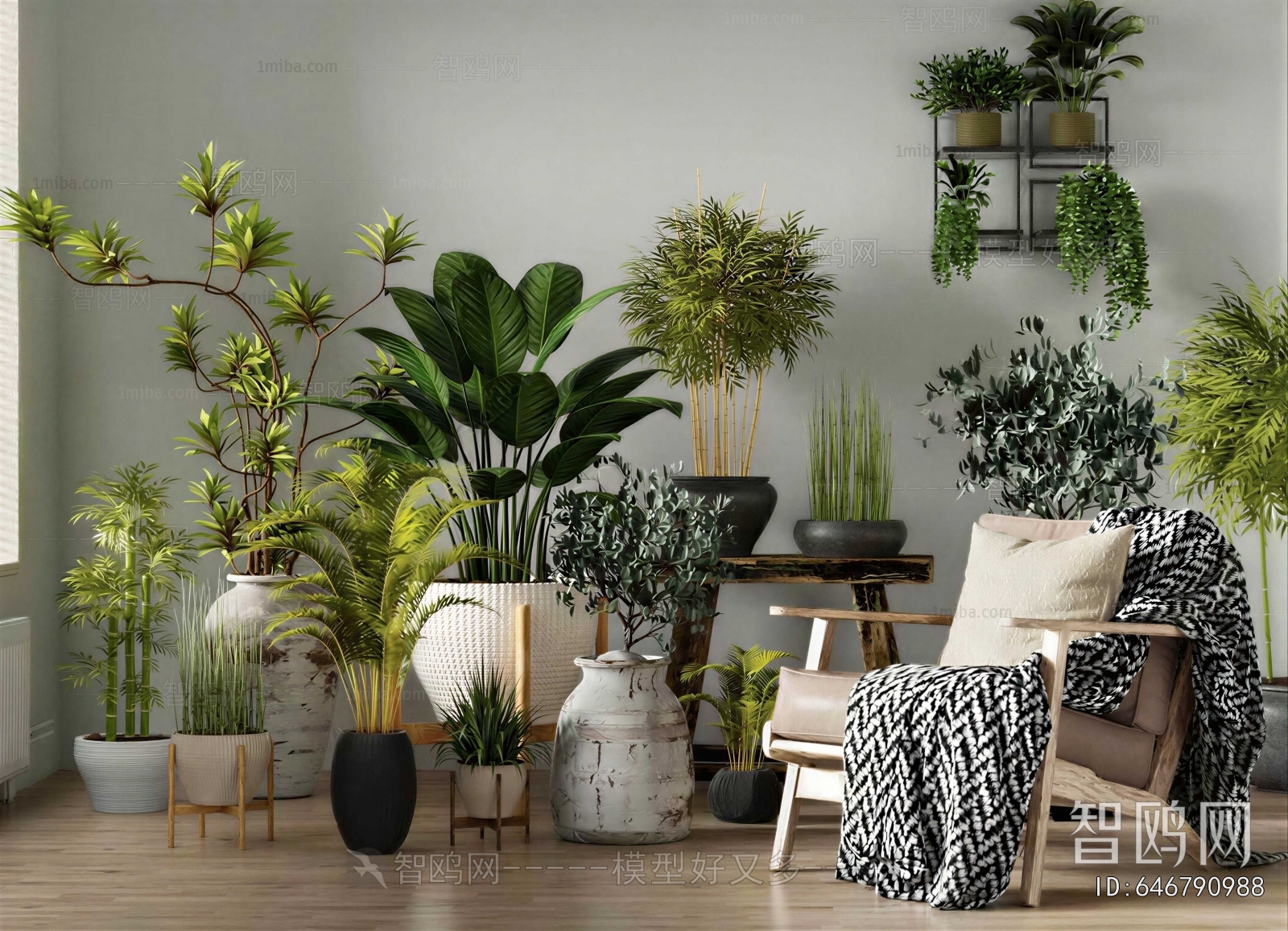 Modern Ground Green Plant Potted Plants