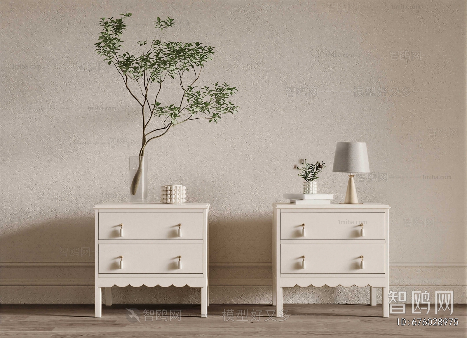 French Style Bedside Cupboard