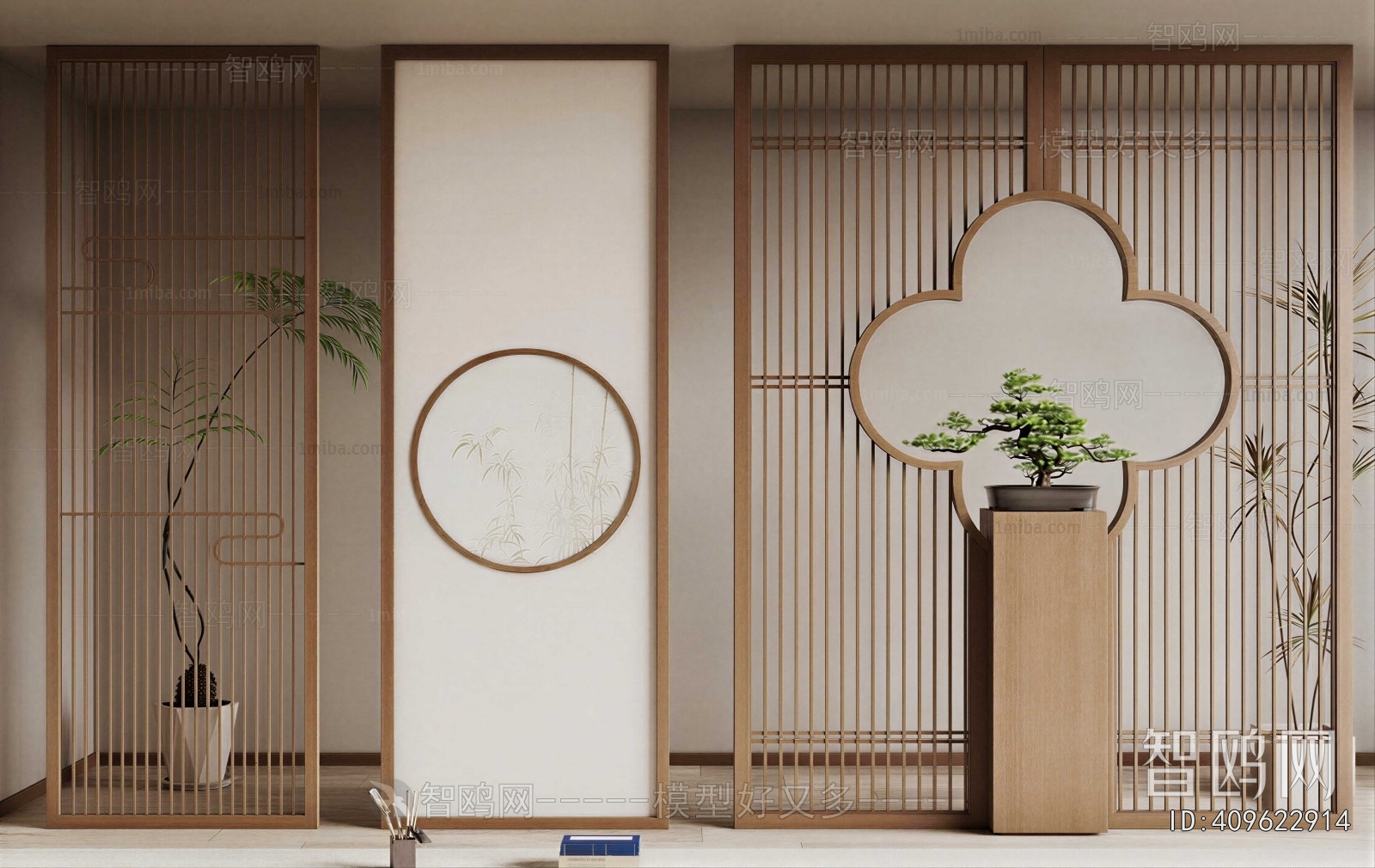 New Chinese Style Wooden Screen Partition