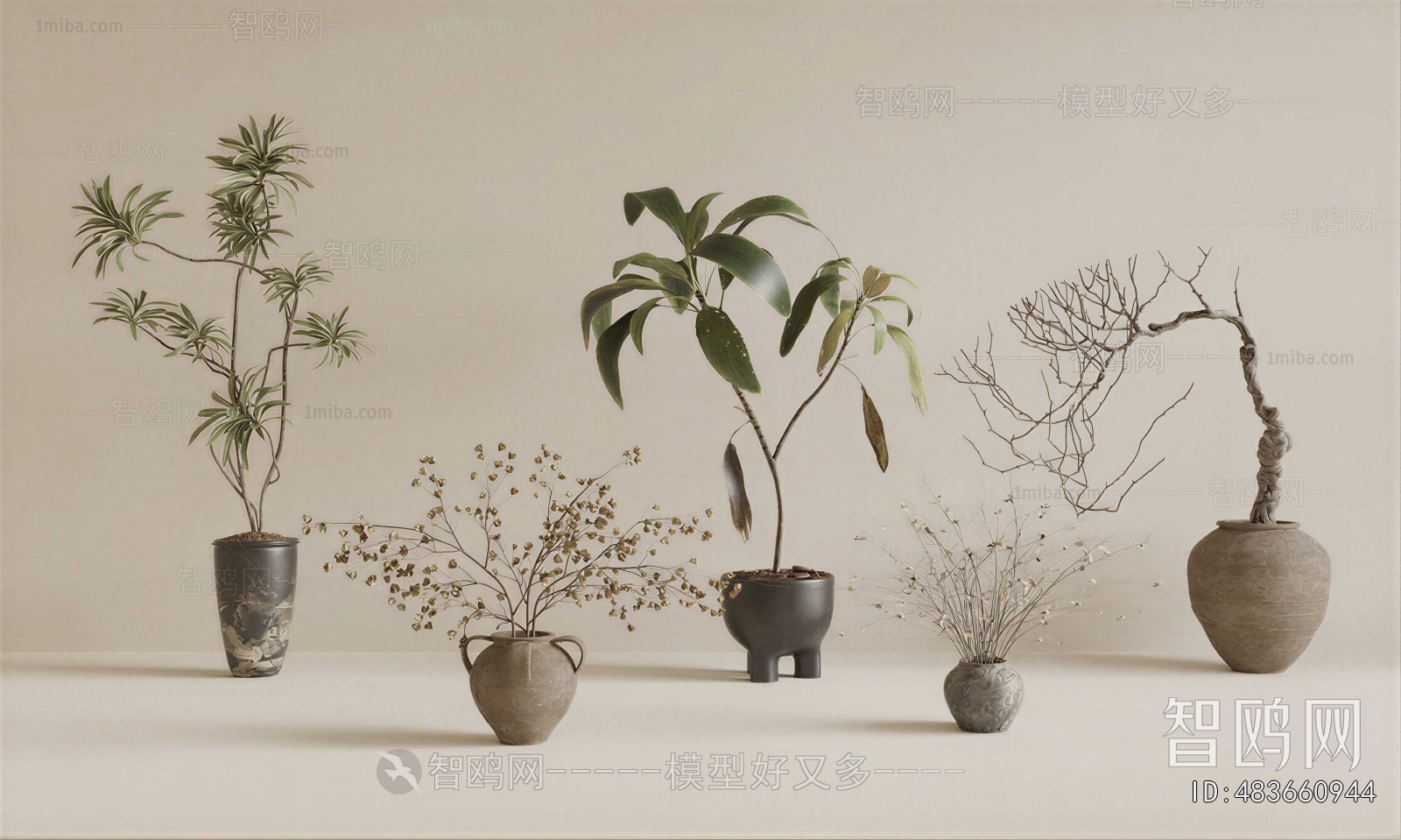 Modern Ground Green Plant Potted Plants