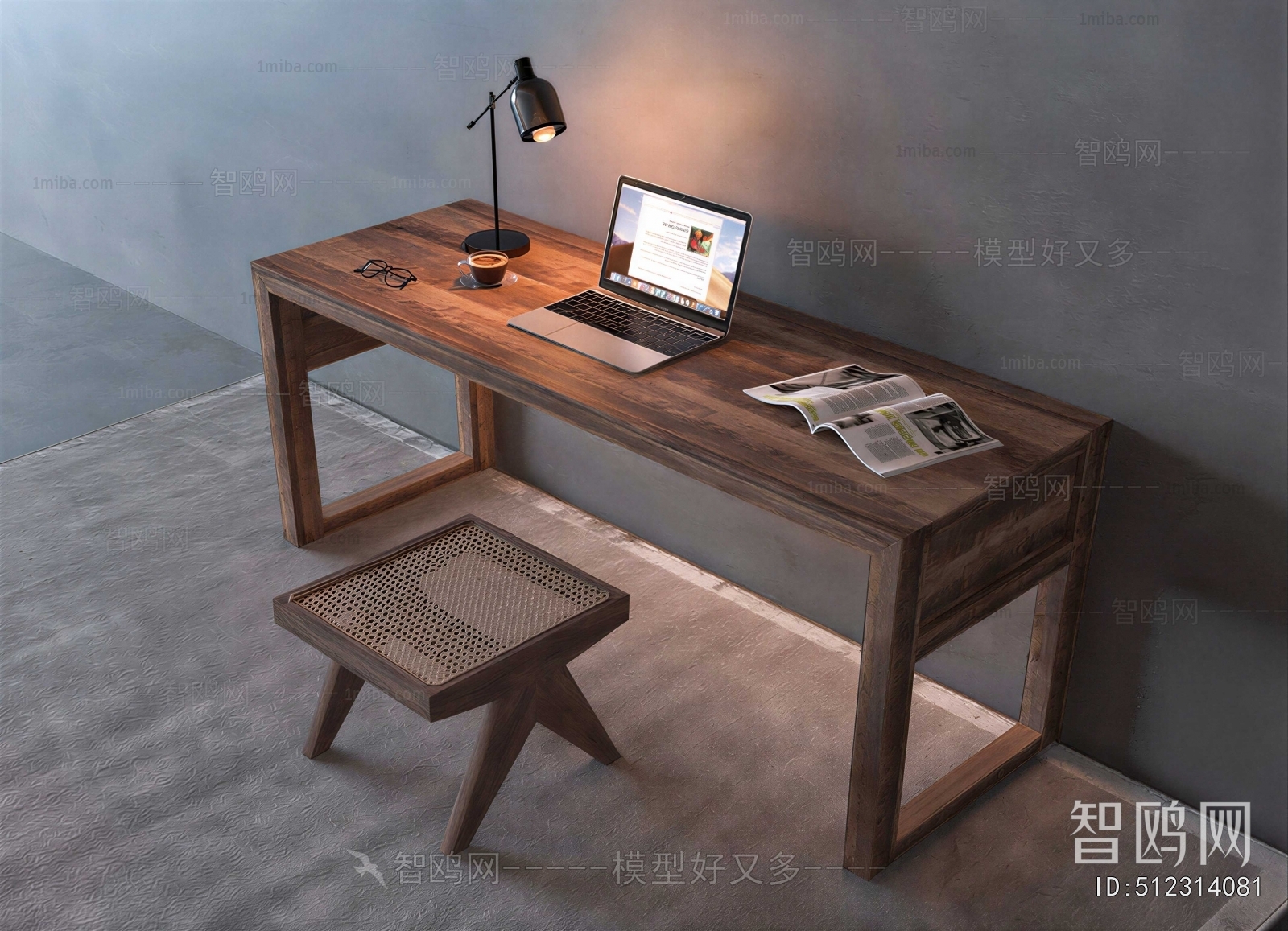 Wabi-sabi Style Computer Desk And Chair