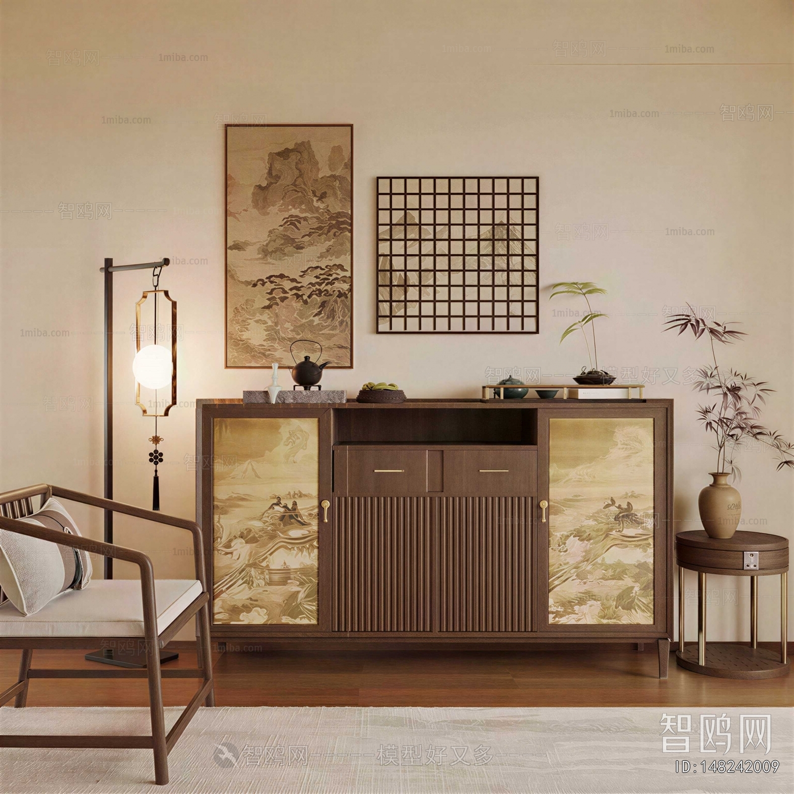 New Chinese Style Entrance Cabinet