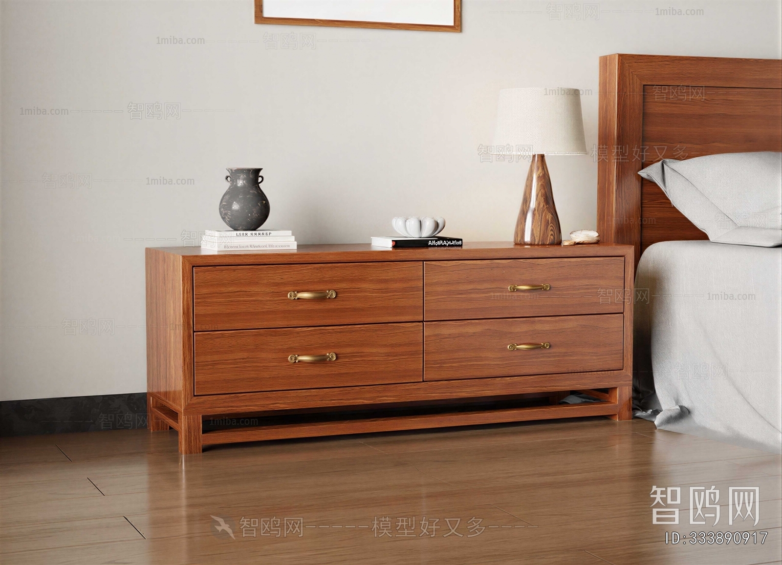 New Chinese Style Bedside Cupboard