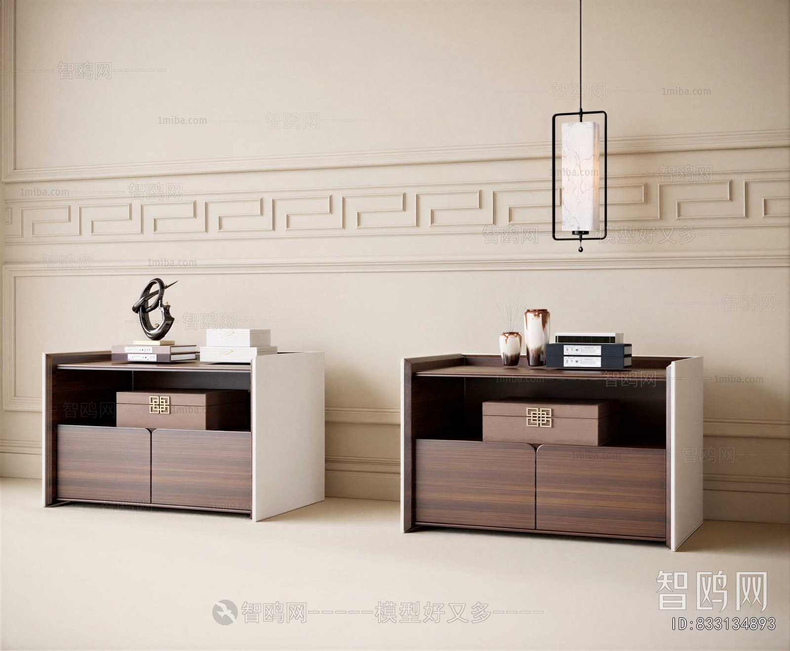 New Chinese Style Bedside Cupboard