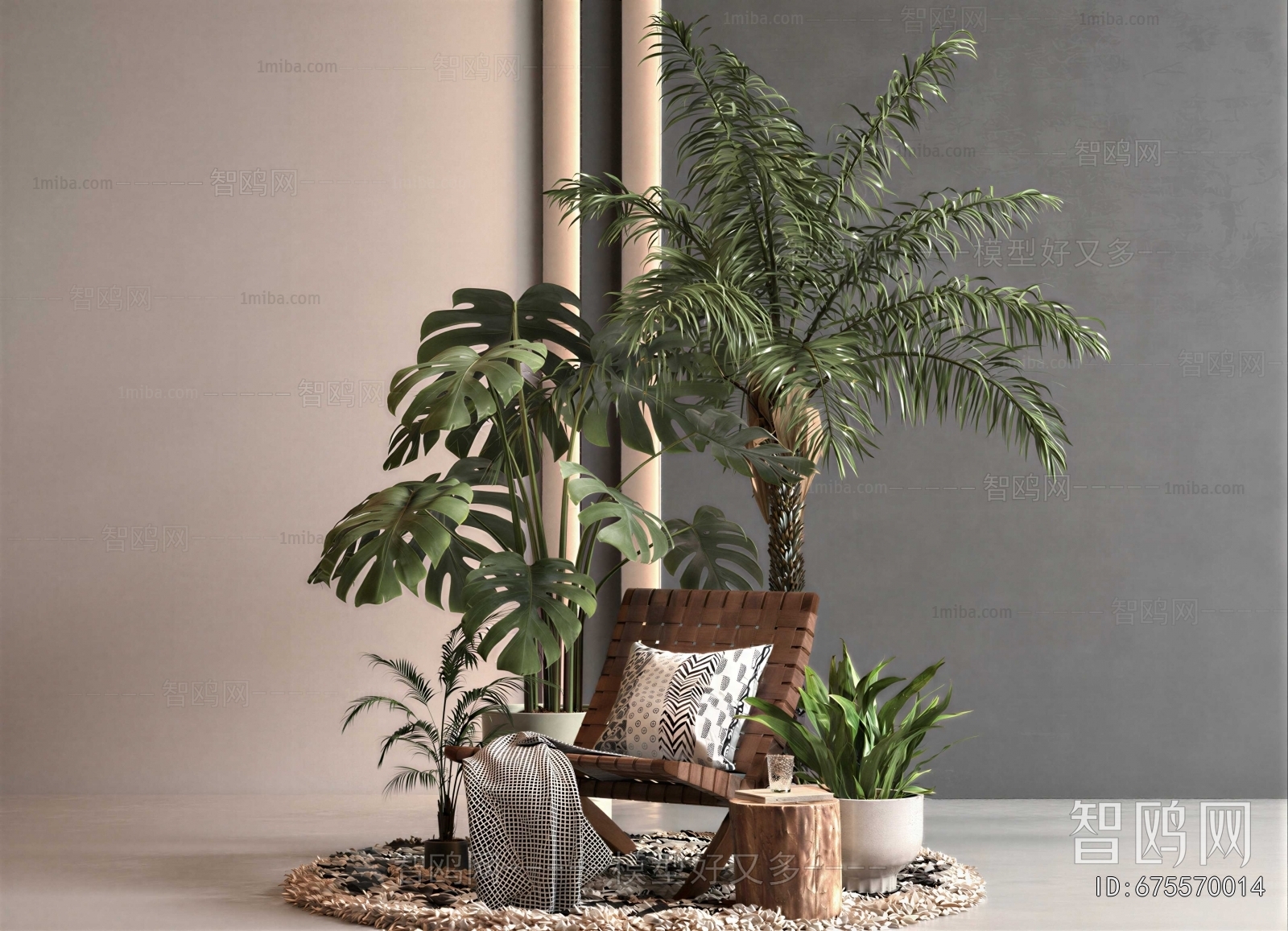 Modern Potted Green Plant