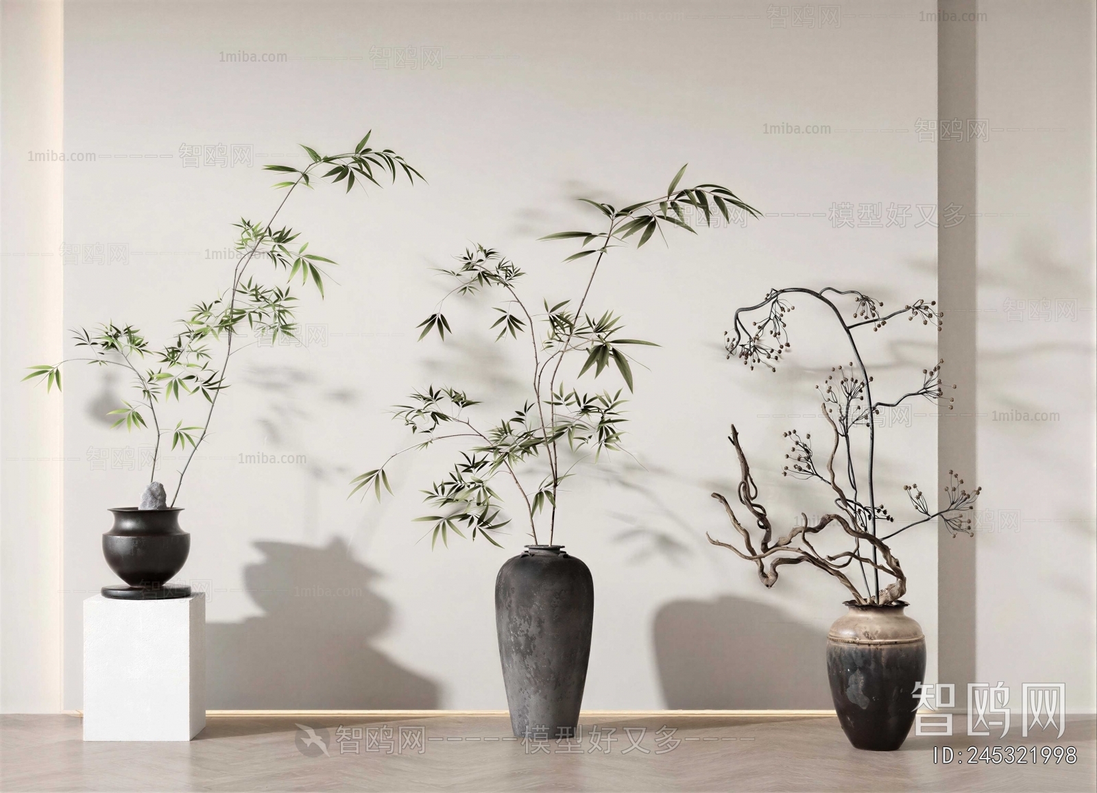 Wabi-sabi Style Potted Green Plant